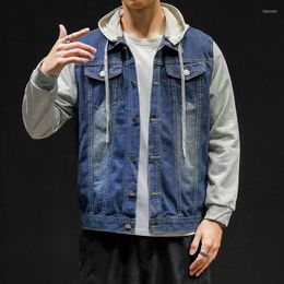 Men's Jackets Men Denim Jacket Streetwear Hip Hop Men's Hooded Jean Male Casual Loose Outerwear 2023 Spring Fashion Slim Coat E223