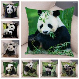 Pillow Lovely Panda Printed Cover For Sofa Home Car Decor Cute Wild Animal Pillowcase Soft Short Plush Case 45 45cm