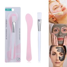 Makeup Brushes Soft Silicone Facial Mask Mud Brush With Spoon Women Skin Face Care Beauty Tools Gel Stirring Random ColorMakeup Harr22