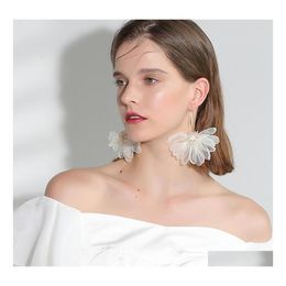 Dangle Chandelier Fashion Jewelry Large Petal Flower Earrings Rhinstone Drop Delivery Dh1Qu