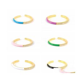 Cluster Rings Canner S925 Sterling Sier Candy Color Enamel Wedding Ring Korean Ins Colorf Zircon Opening Index Finger For Women Drop Dhurd