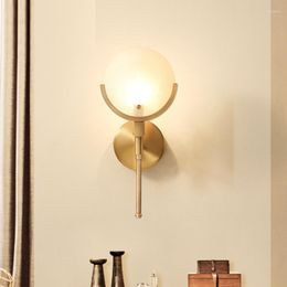 Wall Lamps American Copper Lamp Living Room Bedroom Aisle Stair Bathroom Mirror Light Gold Sconce For Home
