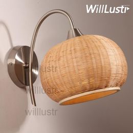 Wall Lamps Handmade Lamp Natural Bamboo Material Doorway Foyer Porch Loft Bedside Bedroom El Restaurant Japan Nordic Light Sconce