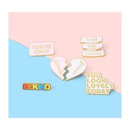 Pins Brooches Letter Bekind I Am Ok Enamel Pin For Women Fashion Dress Coat Shirt Demin Metal Funny Brooch Pins Badges Promotion Gi Dhvur