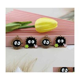 Charms 10Pcs/Pack Cartoon Black Briquettes Dangle Big Eyes Golden Tone Metal Earring Pendants Diy Fashion Jewelry Accessory Drop Del Dhjcr