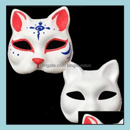 Party Masks Sell 200Pcs Unpainted Blank White Sexy Women Masquerade Mask Venetian Cat Animal Hand Cosplay Costume Diy Sn799 Drop Del Dhdsv