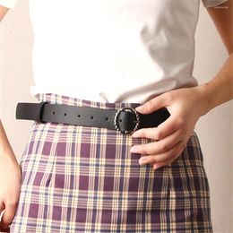 Belts Ladies With Jeans Fashion Round Button Pattern Dress Pu Belt Decoration K738