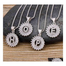 Pendant Necklaces Fashion Sier Colour Initial Letter Name Az Alphabet Crystal Choker Necklace Charm Jewellery Femme Collier Drop Delive Dhn4Y