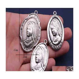 Charms 20 Pieces / Fashion Mixed Color Jesus Virgin Mary Catholic Religious Charm Beads Medal Bracelet Necklace Drop Delivery Jewelr Dhzkw