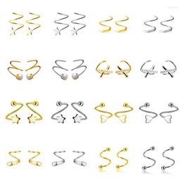 Stud Earrings INZAReal 925 Sterling Silver Zircon Heart Star Spiral Line Cross 14K Gold For Fashion Women Punk Fine Jewellery