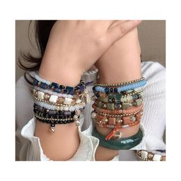 Charm Bracelets Bohemian Bracelet For Women Jewellery Mtilayer Handmade Beaded Elastic Rope Bangle Fashion Accessories Dhs N23A Drop De Dhdwi