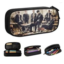 Cosmetic Bags Band Kpop Rock Pencil Cases For Girls Boys Big Capacity Pen Bag Box Stationery