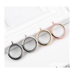 Lockets 4 Colours Opening Living Magnetic Locket Pendant 30Mm Circle Glass Floating Charms For Fashion Jewellery Bracelets Necklaces Dr Otlxn