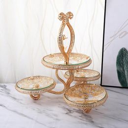 Plates Style Light Luxury Gold Tempered Glass Multi-style European Fruit Tray Home Living Room El Creative