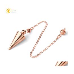 Pendant Necklaces Cone Metal Pendum For Antique Copper Goldcolor Spiritual Pendo Radiestesia Healing Pende Jewelry Drop Delivery Pend Dhamx