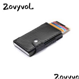 Money Clips Zovyvol Men And Women Slim Card Holder Carbon Fibre Pu Leather Wallet Rfid Blocking Case For Travel Drop J220809 Deliv274e