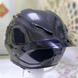 Motorcycle Helmets Full Face Helmet Bright Black Fibre Glass Racing With Big Tail Spoiler