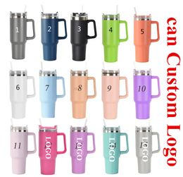 40oz Stainless Steel tumbler with Colourful Handle and Straw Reusable Insulated travel Tumbler big capacity Water Bottle Cup