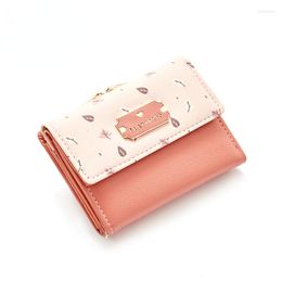 Wallets Women Wallet Small Short Design Fashion Cute Coin Purse Three Fold Multi-Function Printing Card Holder