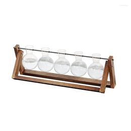 Vases -Desktop Propagation Stations Plant Glass Planter With Wooden Stand For Hydroponics Plants Office Home Garden Decor