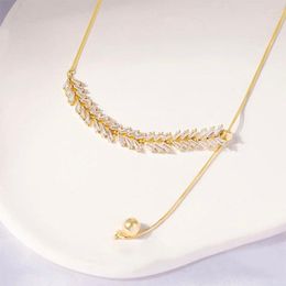 Choker Chokers Korea Fashion Jewelry Luxury High Sense Zircon Wheat Ear Necklace Sexy Women Stretchable Adjustable AccessoriesChokers Sidn22