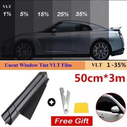 Car Sunshade 50cm X 3m UV Protector Foils Sticker Films 5/15/25/35/50 Percent VLT Window Tint Film Daytime Privacy Sun Shade