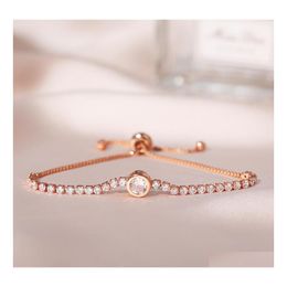 Charm Bracelets Fashion Jewellery Womens Simple Bracelet Adjustable Crystal Rhinstone Chain Drop Delivery Dhlio