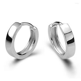 Hoop Earrings Minimalist Silver Color Smooth Round Earring For Women Men Fashin Jewelry Party Gifts KY229