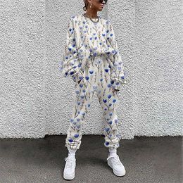 Women's Two Piece Pants Women Casual Outfit Fashion Harajuku Pullover Crop Top Hoodie Sweatshirts And Long Sports Pant Suit Female