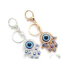 Keychains Lanyards Personalized Metal Evil Eye Key Ring Unisex Car Keychain Women Charms Handbag Pendant Jewelry Drop Delivery Fas Otsuz