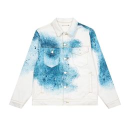 Fashion Men's Womenswear Designer Denim Jacket Men's Winter Jacket Outdoor Clothing Spray Paint Gradient Pattern Tie Dye Outdoor Casual