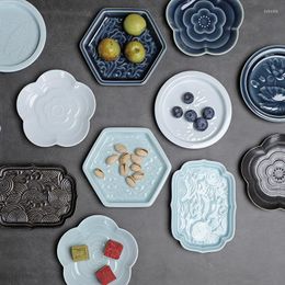 Plates Nordic Creative Compartment Tray Household Ceramic Platter Snack Dish Nut Plate Sauce Fruit