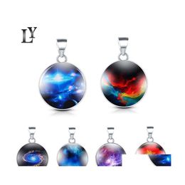 Charms Space Universe Galaxy Luminous Diy Jewellery Findings Components Necklace Bracelets Pendant Charm 2.7Cm Fashion Round 1 5Ly Q2 Dh6Os