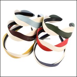 Headbands Fashion Ladies Contrasting Colour Hairband Retro Artificial Leather Woven Headband Hair Accessories Adt Scrunchies Drop Del Ot5Bn