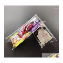 Gift Wrap 10Pcs Plastic Pillow Cookie Candy Box Transparent Gifts Packaging Wedding Favours For Guests Party Decoration Supplies1 Dro Dhqk6