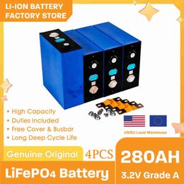 4PCS 3.2V 280Ah LiFePO4 Battery DIY 12V 24V 48V Rechargeable Batteries for Electric car RV Solar Energy Golf Cart TAX FREE