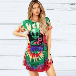 Party Dresses 2023 Girl Short Sleeve Casual De Festa Women Lady Vintage Printed A Line Novelty Chic One Piece