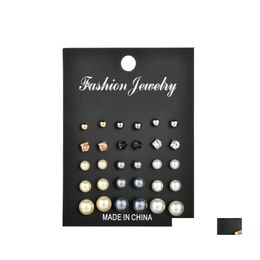 Stud Fashion Women Earrings Set Pearl Studs Earring For Girls Boho Geometric Round Punk Jewellery Drop Delivery Otrgm