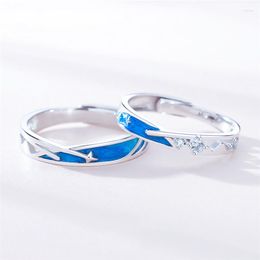 Cluster Rings Sole Memory Sweet Romantic Couple Gift Meteor Shower Wish Silver Colour Female Resizable Opening SRI645