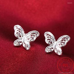Stud Earrings Trend 925 Stamp Silver Colour Butterfly Ear Fashion Womens High Quality Party Jewellery Love GiftStud Dale22
