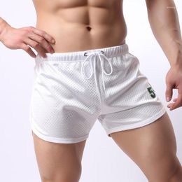 Underpants Men's Boxer Shorts Mesh Breathable Trunks Lace Up Loose Casual Male Sports Fitness Bikini Homewear Slip Homme Panties