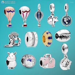 Beads Ahthen 925 Sterling Silver Air Balloon Globe Trip Charms Fit Original Bracelets For Women Jewelry Girl Gift