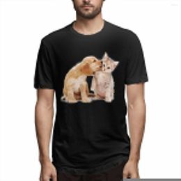 Men's T Shirts Cocker Spaniel And Kitten Love Short Sleeve T-shirt Summer Tops Fashion Tees