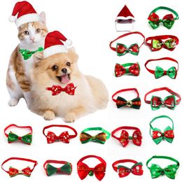 Dog Apparel Christmas Bows Movable Pet Bowtie 1/5PC Collar Accessories Supplies For Small Dogs