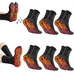 Men's Socks 6Pcs Heated Tourmaline Self Heating Magnetic Comfortable Winter Warm Unisex Breathable Cotton Pack Of For Men