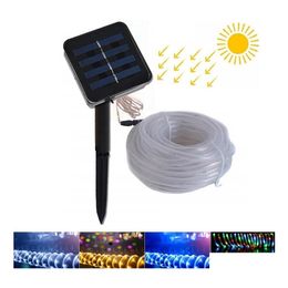 Solar Street Light 7M 12M 50/100Leds Led String Lights Outdoor Rope Tube Powered Fairy For Garden Fence Landscape Drop Delivery Ligh Ot9Ps