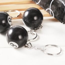 Keychains Creative Fashion Billiard Pool Round Ball Key Ring Lucky Black NO.8 Chains 32mm Resin Jewellery Gift