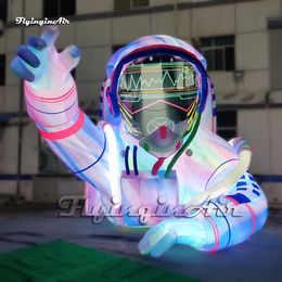 Artistic Giant Inflatable Astronaut Model Colourful Half Spaceman Balloon LED Light Inside For Carnival Stage Decoration
