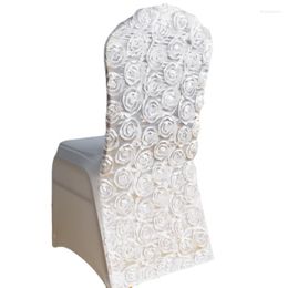 Chair Covers Rose Cover For El Banquet Wedding Spandex Back Flower Party Decor Red White Purple Blue Romantic