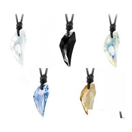 Pendant Necklaces Mticolor Fangs Shape Crystal Men Women European Wolf Teeth Long Rope Chain Couples Jewelry 20211224 T2 Drop Delive Dheco